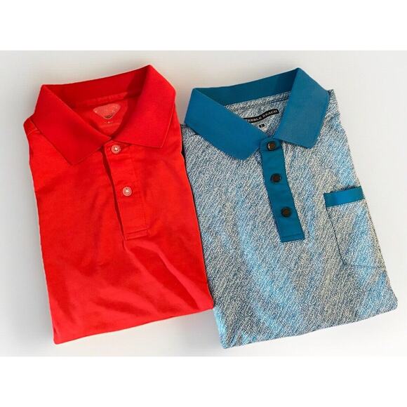 2 Polo Shirt Men's Sz Large Callaway Polo Red Shirt + Blue Pebble Beach Sz Large - Picture 1 of 10